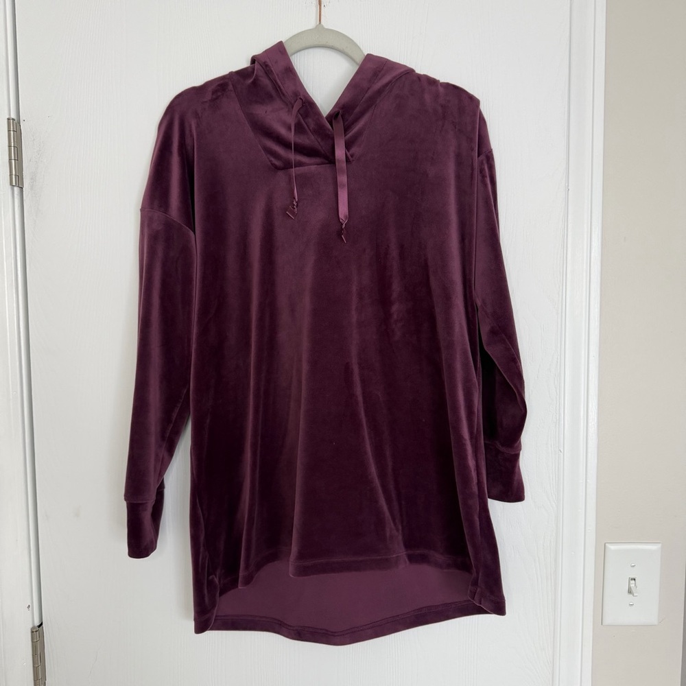 J Jill Pure Jill Velvet Velour Hoodie in Hucklberry